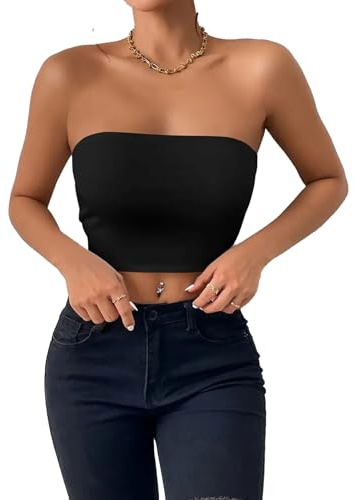 Kxydlww Crop Top Donna Tubo Fascia Aderente Corpetto Stretchy Stretchy Traspirante Crop Top Tube Top Sexy Senza Ferretto Senza Cuciture Top Y2K T-Shirt