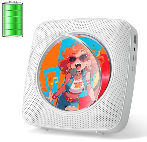 Gueray Portable CD Player Bluetooth: CD Players for Home Rechargeable Desktop Wall Portable CD Player with Bluetooth & Dual Speakers 1800mAh Boombox FM Radio USB Type-C MP3 Music Player