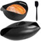 VAIGU:OA Moule à pain en silicone 3 en 1 - Anti-adhésif - Ovale - 24,5 cm - Pour la cuisson avec 1 spatule en silicone - Résistant à la chaleur jusqu'à 230 °C - Mélange et buses - Noir