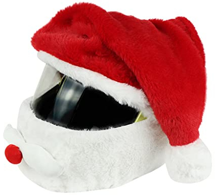 Guaber Copertura natalizia Babbo Natale copre cappello in poliestere per moto divertente all'aperto caschi completi personalizzati per protezione Babbo Natale