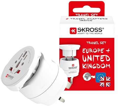 SKROSS 1.500231C-E, kombinerad värld till Storbritannien | världsomspännande till Storbritannien universell reseadapter spänning och effekt: 100 V–1 300 W/250 V – 3 250 W stötskydd