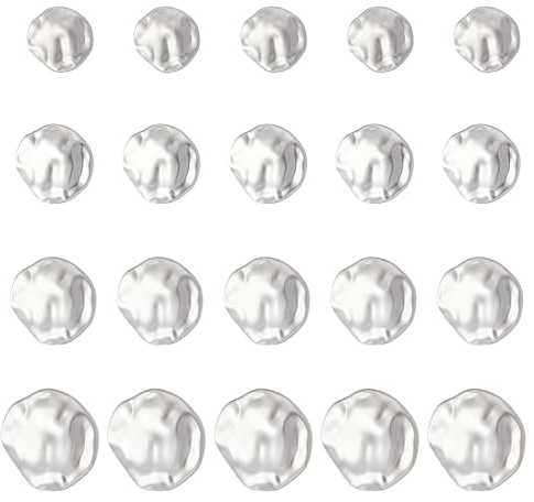 letsinstyle 20 botón de Metal Plateado, Botones Metálicos Ondulados Y Redondos de 4 tamaño, Botones de Repuesto para Chaqueta Irregular, para Abrigo, Uniforme Y Camisa