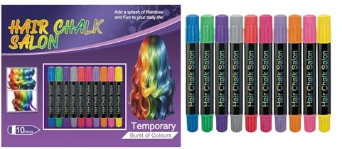 Tiza Para El Cabello De Las Niñas Lavable - 10 Piezas De Plumones De Tinte Seguro | Tiza De Color Para El Cabello,Para Cumpleaños Navidad Niños Adolescentes Estilismo Maquillaje Y Belleza