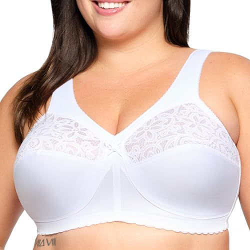Glamorise Femme Magiclift Cotton Support Wirefree #1001 Full Coverage Bra, Blanc, 95G EU