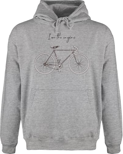 Hoodie Herren Pullover Männer - Fahrrad Bekleidung Radsport - I am the engine I Rennrad I Geschenk Radfahrer I Fahrradliebhaber I Cycling - L - Grau meliert - radfahren rad pulli bike cycle