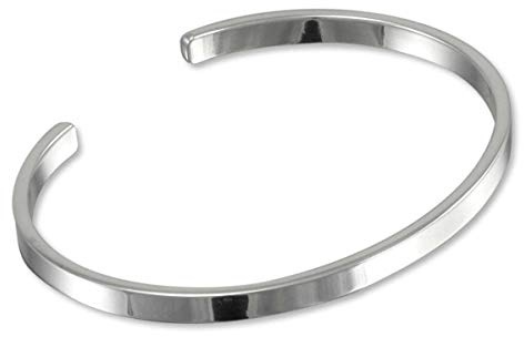 Treasure Bay Men's Solid 925 Sterling Silver Bangle, Plain Silver Cuff Bracelet