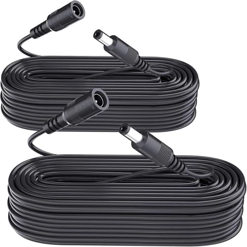 2 st 10 m strömförlängningskabel, 12 V, 5,5 mm x 2,1 mm, kompatibel med 12 V DC-strömadapter eller väggladdare för CCTV-övervakningskamera, svart
