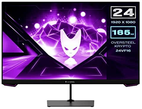 Oversteel - KRYPTO Monitor de Gaming LED 24'' FullHD (1920x1080), Panel VA, 16:9, 1ms, 165 Hz, HDMI, Display Port, Negro