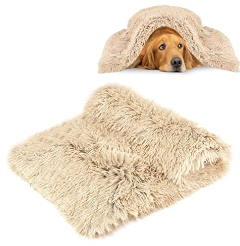 CHMMY Esponjosas Felpa Mantas para Camas para Perros Gatos Colchón Doble Lado Mantas para Mascotas Suave y Linda Cálido Manta Lavable Sofá y Vehículos de Colchón para Gatos Perros (Beige L:75*100 cm)