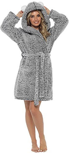 Undercover Ladies Pom Pom Hooded Robe LN1160 Charcoal 16-18