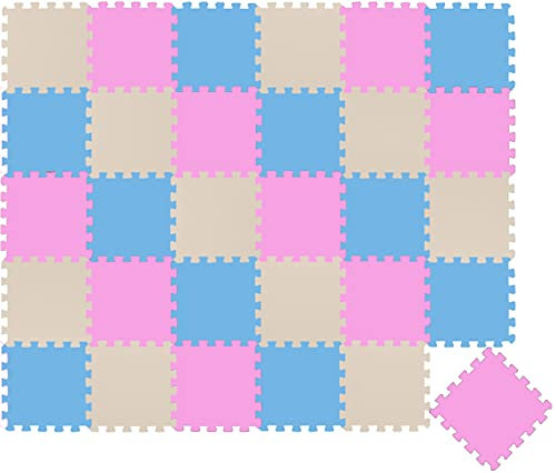 LittleTom 18 Teile Spielmatte Baby Puzzlematte ab Null - 30 x 30 cm Krabbelmatte Bodenmatte Kinder - Puzzle Teppich Kinderzimmer Matte - Outdoor Bodenschutzmatte Spielteppich Eva Schaumstoff Isomatte