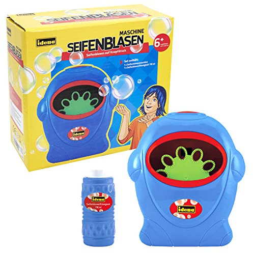 Idena 40228 - Seifenblasenmaschine für Kinder ab 6 Jahren, inkl. 118 ml Seifenblasenflüssigkeit, Blau