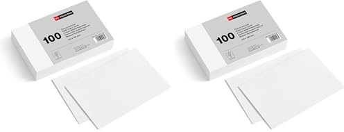 Miquelrius - Flashcards, 100 Cartes de notes, Fiches d'étude, Papier offset 200 g/m², Format 100 x 150 mm, Blanc (Lot de 2)