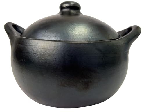 Authentic La Chamba Stewpot-Elegant, All-Natural Black Clay Dutch Oven for Braising, Baking, Roasting Chicken, Cooking Beans - Stovetop & Oven Safe – Handmade in Colombia - Medium, 3 Qt.