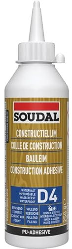 66A - Colle à bois PU résistant à l'eau D4 - Soudal - 250 g
