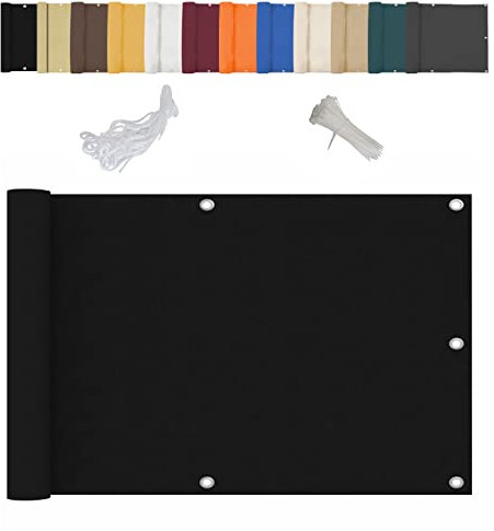 Rivestimento per balcone 70x200 cm, rete schermante protettiva per recinzione, alta visibilità, con occhielli, fascette in nylon e cordone, per schermare pareti, recinzioni - nero