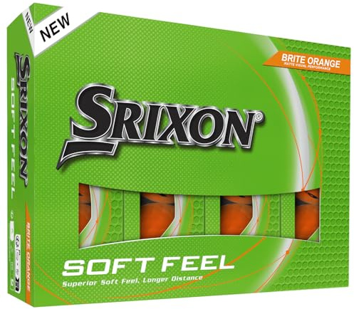 Srixon SOFT FEEL BRITE - High visibility and ultra-soft feel golf balls | Long distance and stable trajectory | Controlled spin and quick tracking | Orange/Red/Green