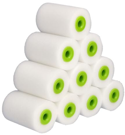 ToolSpace 10x Lackierwalze 5 cm Farbroller Klein Lackierrolle Nicht-Aggressive Lösemittelbeständig Lackrolle Schaumwalze Fein Lack Schaumstoffwalze Schaumstoffrolle Farbwalzen zum Lackieren Möbel Holz