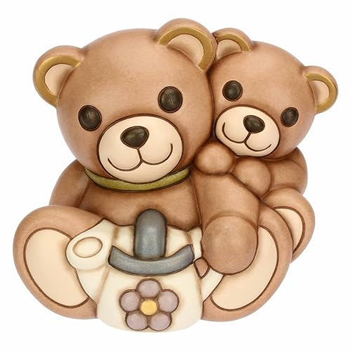 THUN - Coppia Teddy Primavera con annaffiatoio, grande - ceramica - Collezione Giardino di primavera - 14.4 x 10.6 x 13 cm