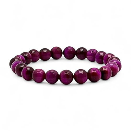 OJO DE TIGRE® - Pulsera OJO DE TIGRE piedras naturales de calidad - Cuentas de bolas 8 mm - Cristales y piedras semipreciosas energéticas para mujer y hombre - Amuleto buena suerte (Ojo Tigre Rosa)