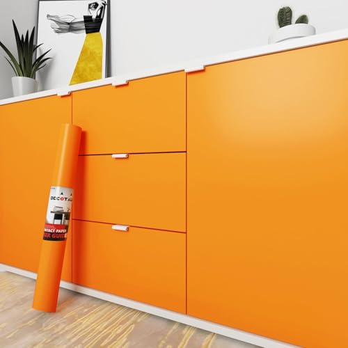 Decotalk Papel Pintado Naranja Vinilo Adhesivo Muebles 40X300cm Papel Pintado Autoadhesivo Orange Pared Habitacion Baño Lavable Vinilo Adhesivo Cocina Mesa Escritorio Vinilos Habitación Impermeable