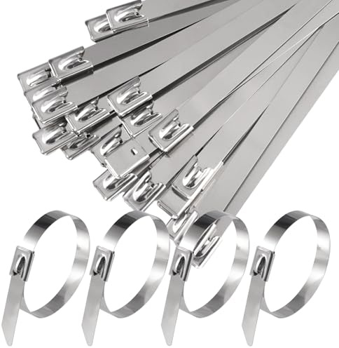 30 Bridas de Acero Inoxidable de 200 x 7,9 mm, Plateadas para Bridas de