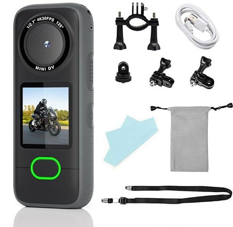 Mini Camera Sport GPS 4K 30FPS, Enregistreur POV Mains Libres avec Écran Tactile IPS 1.4, Camera Vlog IPX6 Étanche, Double Microphone, APP WiFi, Action Cam Batterie 1200mAh pour Velo, Moto, Randonnée