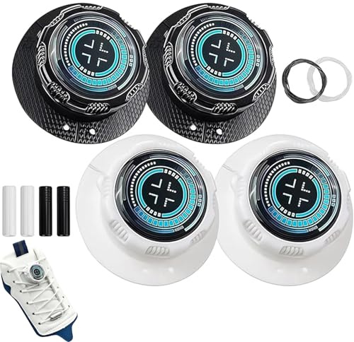 RhiVrillion 4 Pezzi Lacci Elastici Auto-Bloccanti per Adulti e Bambini - Lacci per Scarpe Senza Allacciatura con Chiusura a Rotazione, Ideali per Scarpe Sportive e Antinfortunistiche