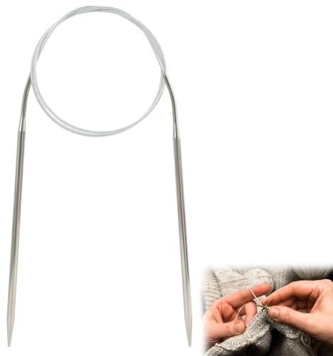 4mm Circular Knitting Needles 80cm Long, Stainless Steel Circular Needle with Flexible Cable, Fixed Round Knitting Pins for Blanket Scarf Hats, Knitting Needles Cable Needles for Knitting Projects