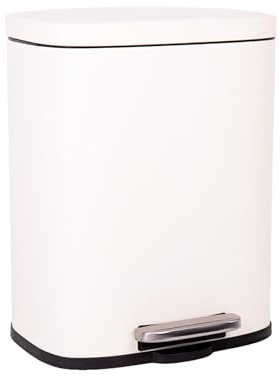 Cofan Cubo de Basura con Pedal Beige 5, 20 o 30 Litros, Cubo Interior Extraíble, Papelera Metálica, Recubrimiento Antihuellas, Cierre Suave