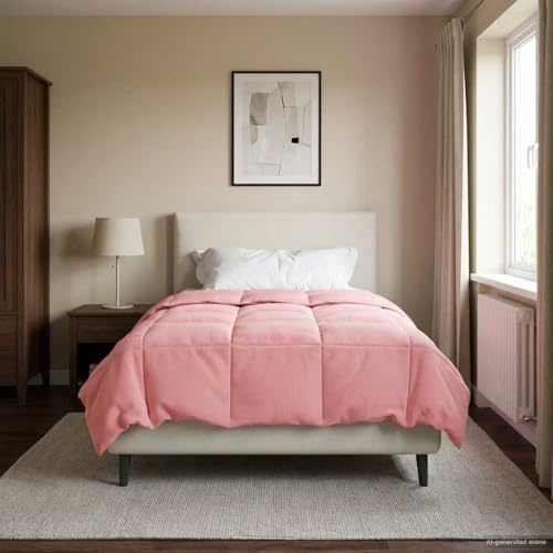 Ziaphsol Colcha de verano acolchada de microfibra rosa 155 x 220 cm, diseño de doble cara, manta transpirable para dormitorio, invitados, habitación infantil, noches de verano