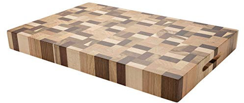 Rockingham Forge Extra Thick Multi Wood Chopping Board 38x25x3.8cm – End Grain Cutting Board for Kitchen, Cooking & Serving Cheese, Bread & Charcuterie – Durable Oak, Maple, Ash, Acacia Chopping Block