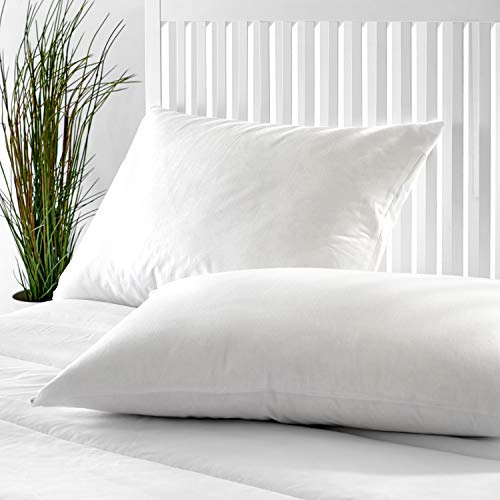 PIKOLIN Home - Almohada de Pluma (50%) y Plumón (50%) | 70x40cm | Firmeza Media | Doble Funda de Algodón | Transpirable | Suave | para Dormir Boca Abajo | HORAI