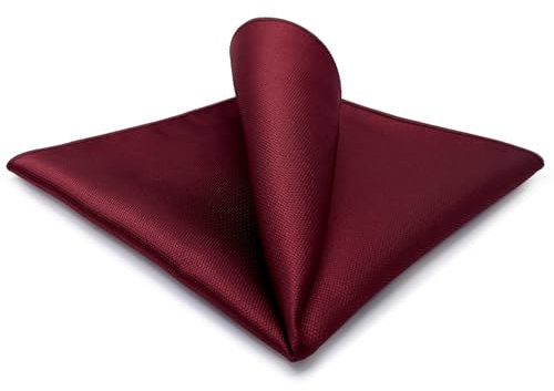 SHLAX&WING Color Sólido Rojo Burgundy Boda Seide Matching Einstecktücher Grande