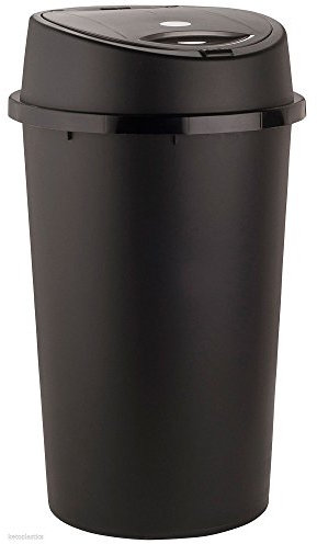 TOUCH BIN 45L - Black Top Bin with Removable Lid for Home, Garden, Office, School, Kitchen, Bathroom - Portable Pedal Bin