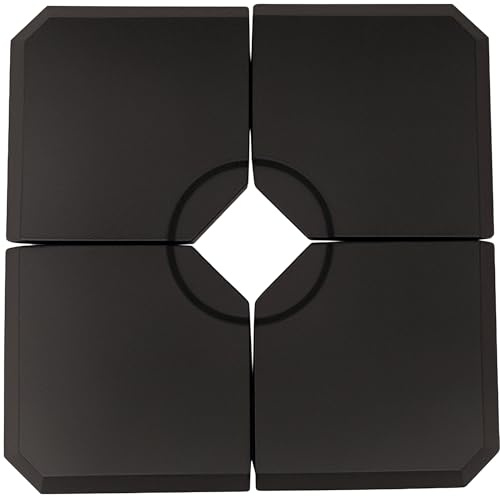 Outsunny Set de 4 Piezas Soporte de Parasol Base para Sombrilla Terreza o Jardín Rellenable de 80 kg de Agua o 120 kg de Arena Estable 100x100x9,5 cm Negro