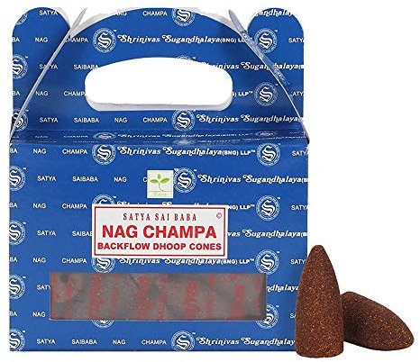 ETHNICITI Satya Nag Champa Räucherkegel mit Rückfluss, 24 Kegel, 1 Packung (Nag Champa)