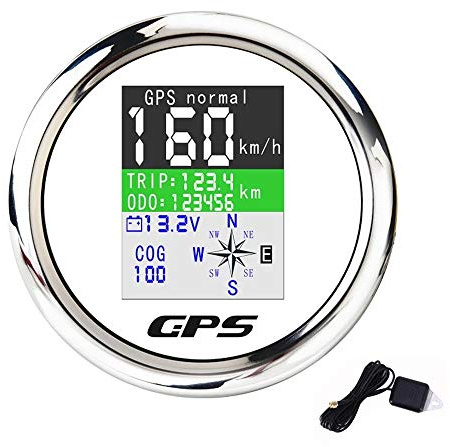 KAOLALI 85 mm GPS-hastighetsmätare digital varvräknare med vattentät TFT-skärm med GPS-antenn för bilbåt motorcykel