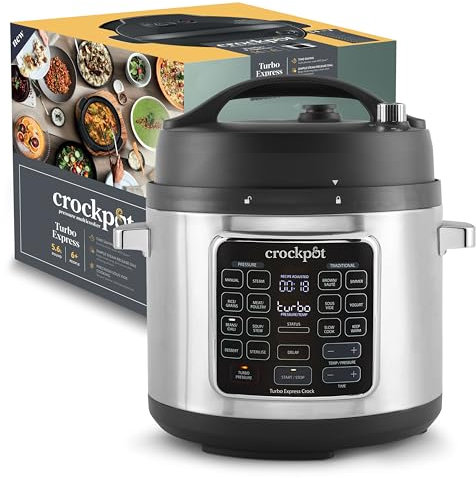 Crock-Pot Turbo Express Pressure Multicooker | 14-in-1 Functions | Slow Cooker, Steamer, Pressure Cooker & More | 5.6L (6+ People) | Energy Efficient | [CSC062] Black