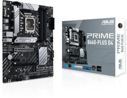 ASUS Prime B660-PLUS D4 LGA 1700(Intel 12th Gen) ATX Motherboard(PCIe 4.0, DDR4,3xM.2 Slots, 2.5Gb LAN, Rear USB 3.2 Gen 2x2 Type-C, Front USB 3.2 Gen 1 Type-C, Thunderbolt 4 Header Support)