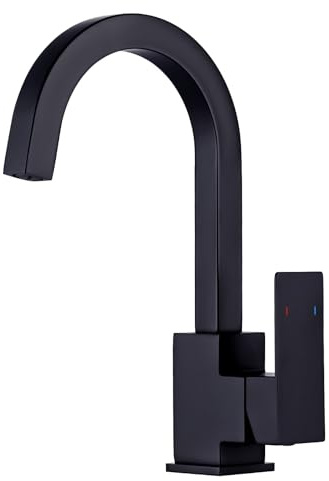 iVIGA Rubinetto da cucina, girevole a 360°, rubinetto da cucina ad alta pressione, in acciaio inox, per cucina, camper, bagno(Nero)