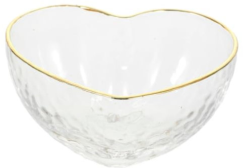 ABOOFAN Ciotola Trasparente di Cristallo Forma di Cuore con Rifiniture Dorate per Servire Dessert Insalate e Snack Adatta per Cene Feste e Uso Quotidiano