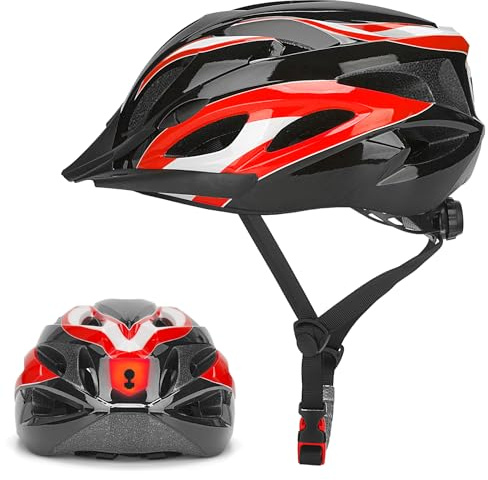 Bike Helmet Adult with Light, Cycle Helmet 57-62cm for Unisex Men Women | Ultra-light 230g,18 Vents,Removable Visor,Bicycle Helmet Breathable Mountain Cycling Helmet Adjustable Road Helmet