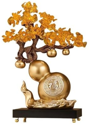 GLigeT Feng Shui Money Tree Home Crystal Money Tree, Fortune Gourd Wine Cooler Decoration, Living Room Office Feng Shui Ornaments Crystal Bonsai Tree