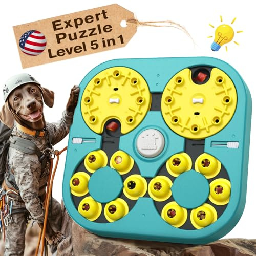 KADTC 5-Level Dog Puzzle Toy, 6 Ways to Play, Extra-Large Treat Puzzle for Smart Dogs, Beginner to Expert Mental Stimulation, U.S. Brand