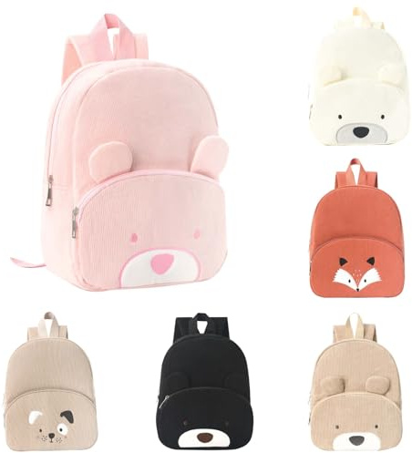 Bastwahl Sac a Dos Enfant, Broderie Petit Sac à Dos Bebe, Prenom Brodé Cartable Sac a Dos Enfant Maternelle Fille & Garcon, Velours Côtelé Ours Sac à Dos Ecole Crèche