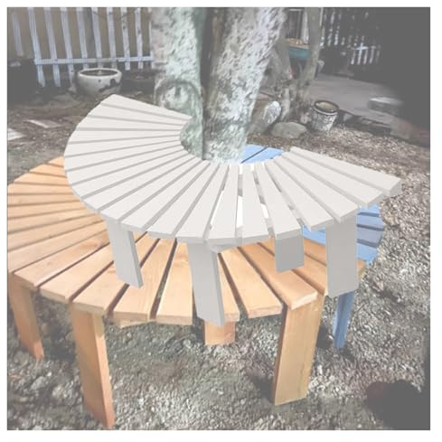 Halvcirkelformad Trädbänk, Omslutande Sittplats, Vacker Dekoration For Bakgårdar, Trädgård, Pool, Park, Innergård, Uteplatser(White)