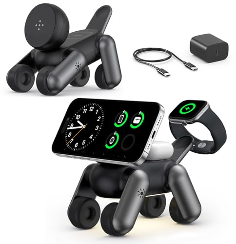 3 in 1 Wireless Charging Station for MagSafe Magnetic Charger for iPhone 17e Air 17 16 15 14 13 12 Series, Stand for Apple Watch 11/10/9/8/7/6/5/4/3/2/Ultra/SE, for AirPods Pro/2/3