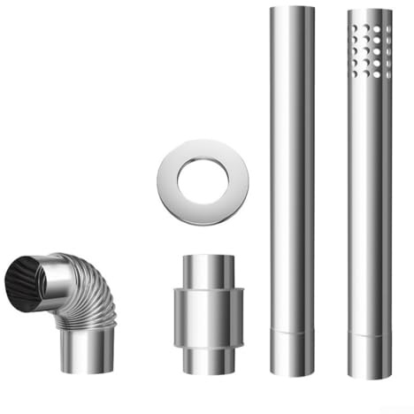 Kit de chimenea de calentador de agua de gas hecho de acero inoxidable con tubo de estufa de combustión múltiple, cubierta decorativa y cinta de aluminio para la instalación