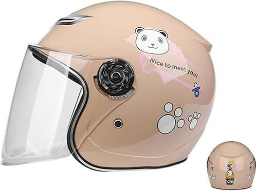 Caimcie Barnmotorcykelhjälm, retro vintage stil, ECE/Dot-godkänd, jethjälm, sparkhjälm, 3/4 skateboardhjälm, balanscykelhjälm, F-sparkhjälm, 50–55 cm
